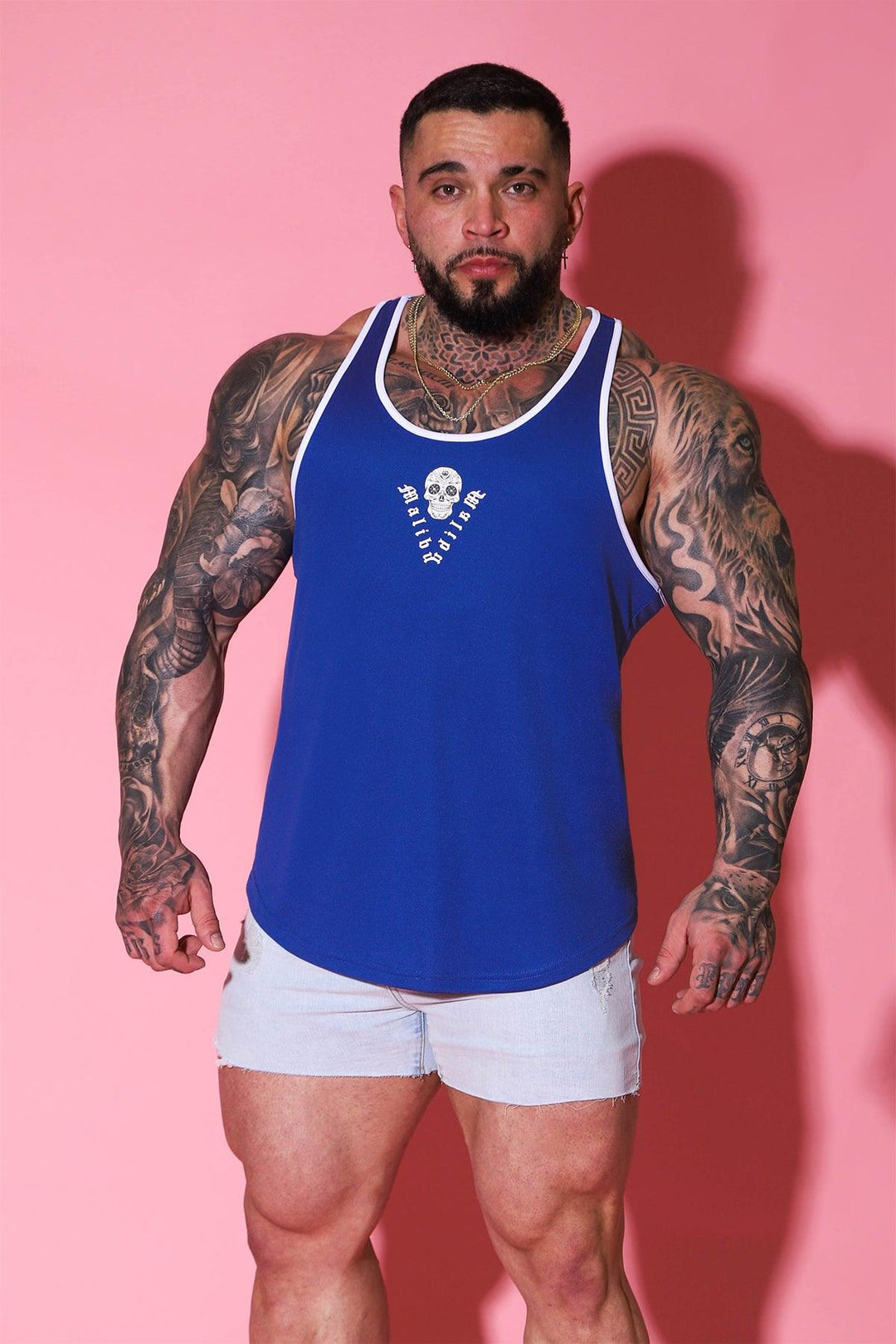 Quick-Dry Tank Top - Dark Blue w/ Skull Design - JJ Malibu