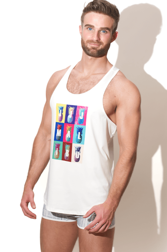 Feel Me Scoop Bottom Tank - Multicolor Pineapple - JJ Malibu