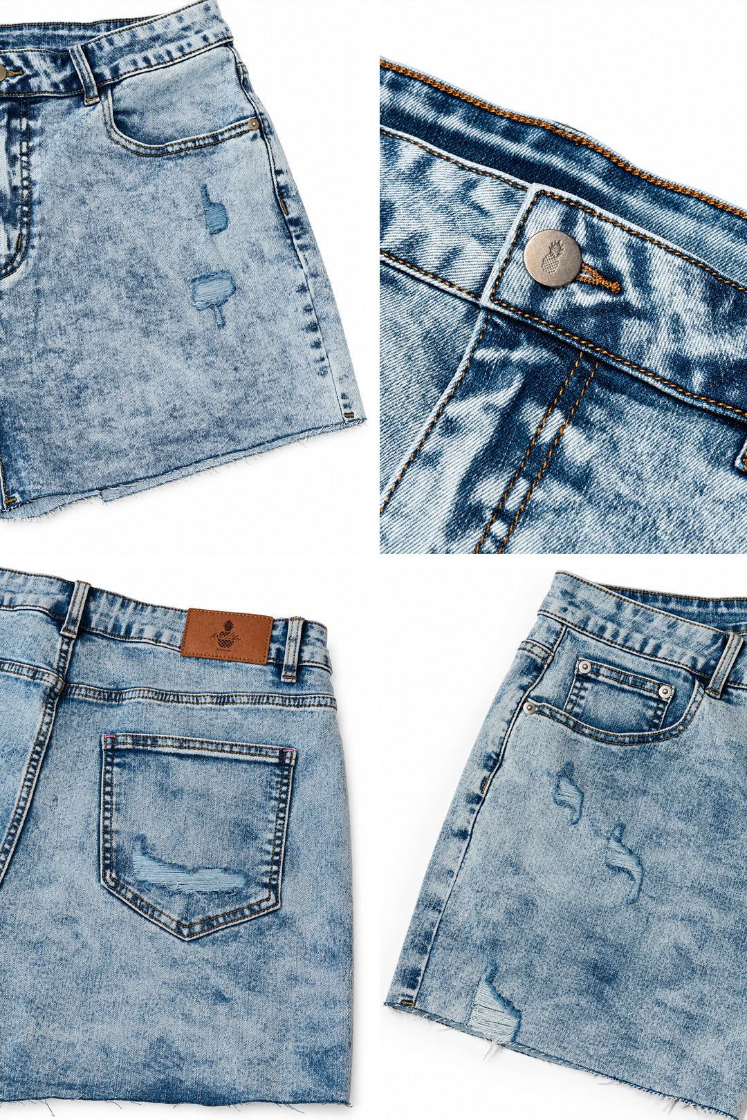 Rockstar Raw Cut 2.5" Denim Short Shorts - Blue Acid Wash