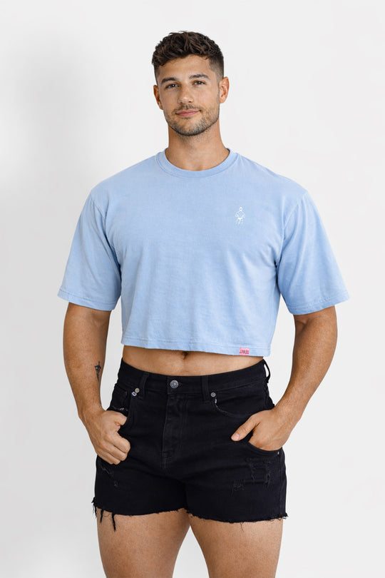 Oversized Relaxed Crop Top - Baby Blue
