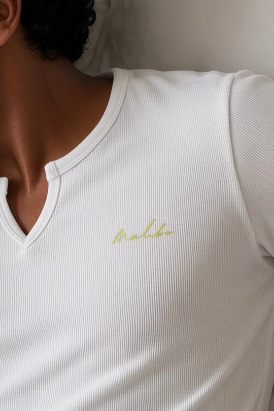 Striker V-Neck Short Sleeve Bodysuit - Cream White