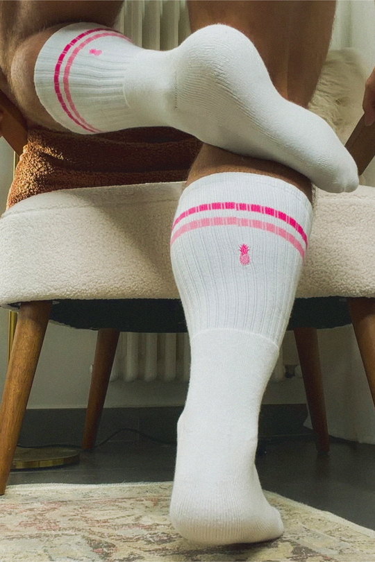 Banded High Socks - Strawberry Stripes